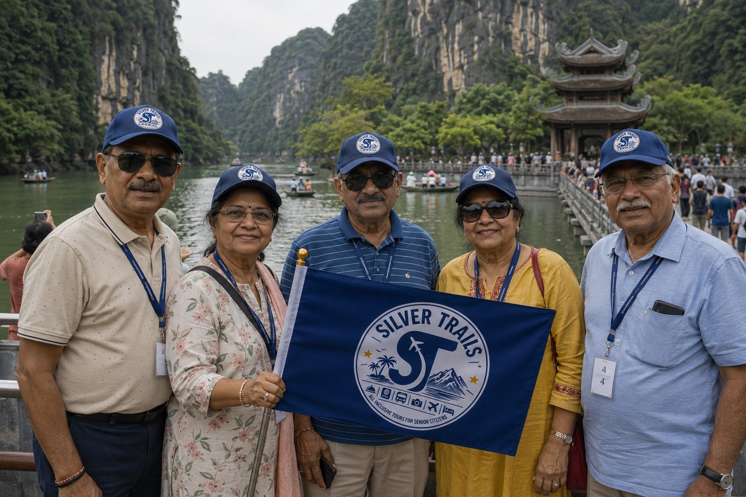 Silver Trails group at Trang An, Vietnam